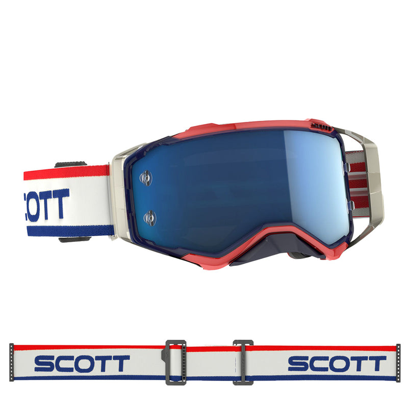 Load image into Gallery viewer, SCOTT PROSPECT GOGGLE Retro white/blue with blue chrome works lens
