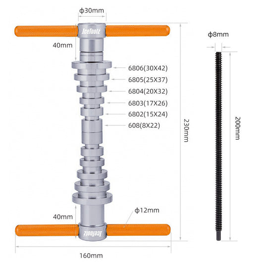 TOO2113 IceToolz Hub Bearing Press Kit